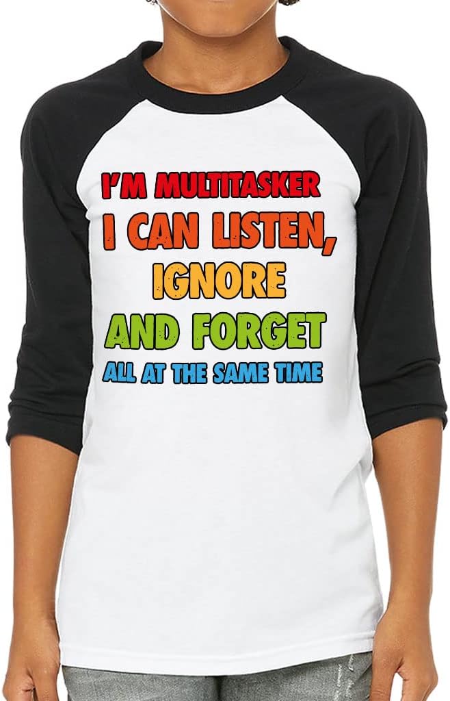 I'm a Multitasker Kids' Baseball T-Shirt - Funny 3/4 Sleeve T-Shirt - Sarcastic Baseball Tee