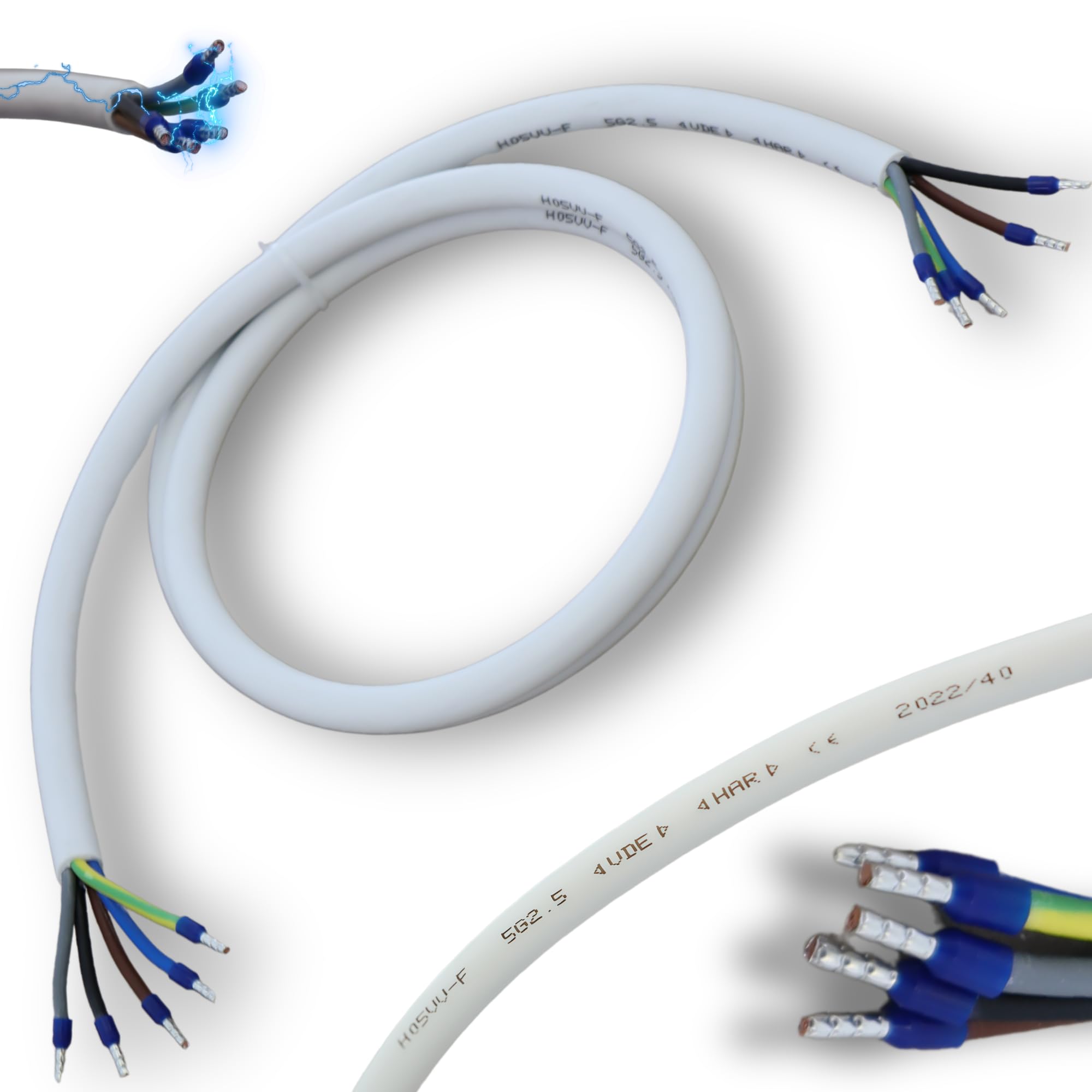 Herdanschlusskabel 2m H05VV-F 5x2,5 Kabel Herd Anschlußkabel Anschluss-Set für Backöfen & Herde Herdanschlussleitung Mantelleitung Backofen Anschlusskabel Herdanschlußkabel