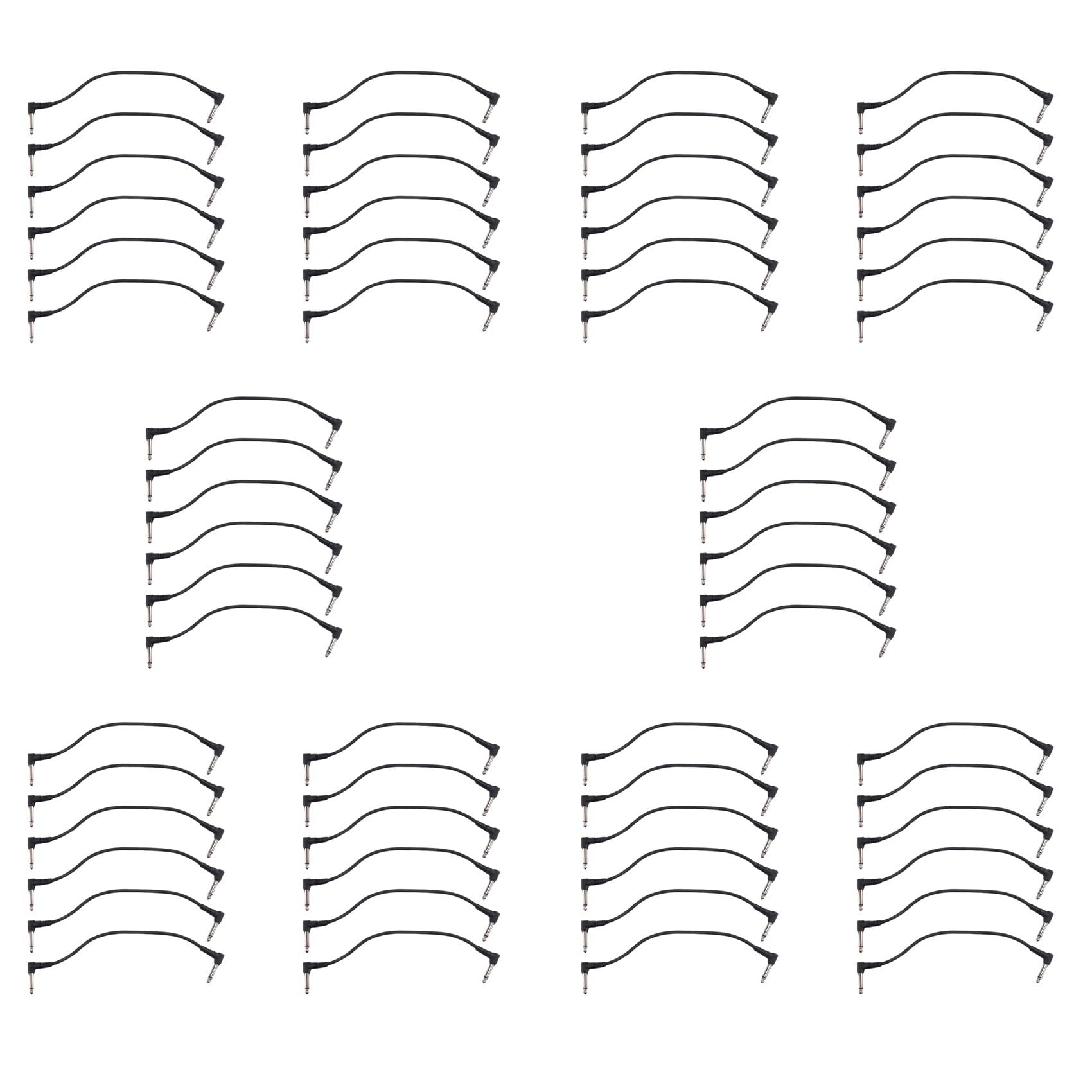Câble de patch de guitare angle droit 1/4 pouce coudé noir lot de 60 - 7