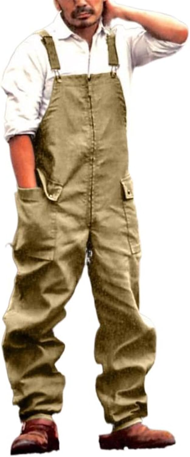 Men's Men's American Spring and Autumn Vintage Bib Pants Loose Casual Workwear Pants