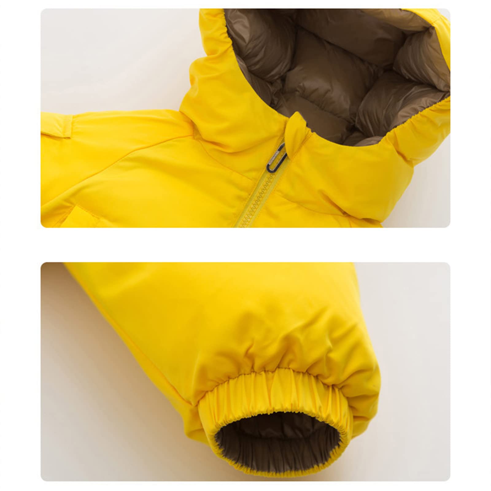 Piumino Double-Face Ispessito per Bambini Inverno Ragazzi e Ragazze Piumino Bianco con Cappuccio Invernale Capispalla Caldo Antivento,Black,11(110CM19KG)