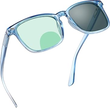 YEIN Bifocal Reading Glasses, Photochromic Gray for Men/WomenClear Blue, 0.00/+1.50 Magnification
