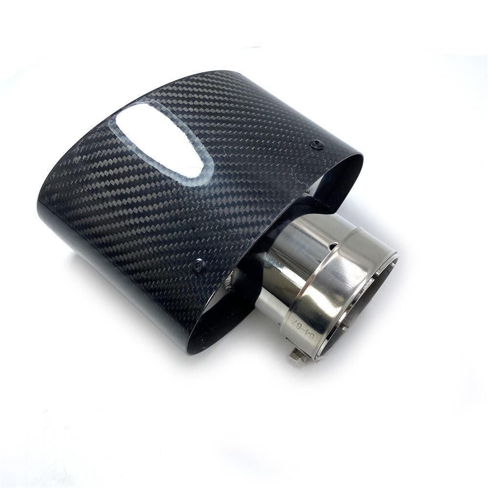 Cola De Escape Coche Punta de silenciador coche fibra carbono brillante, decoración boquilla tubo escape, ovalada plateada Universal, inclinación 150mm, izquierda y derecha(ID 48mm-OD 150mm)