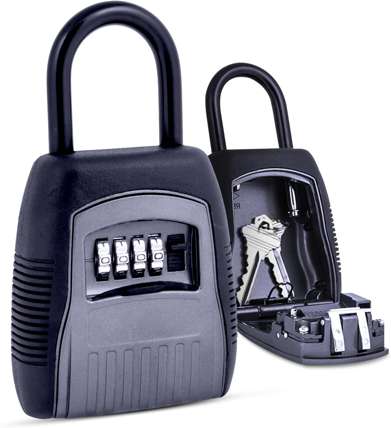 KeyGuard SL-502 Dial Combination Lock Box | Portable Shackle LockBox for Outside | Fits House Keys, Car Keys, Fobs, Credit Cards/IDs & More | Keypad Safe Box, Digital Push Button Combination Lock