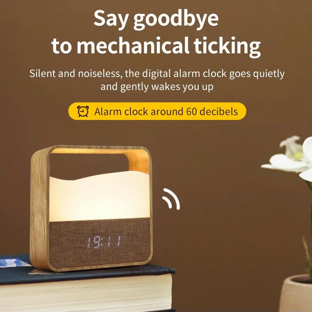 ZBDZSW - Reloj despertador con luz nocturna recargable, lámpara de escritorio, protección para los ojos, para habitación de los niños, lámpara de mesa portátil para bebé