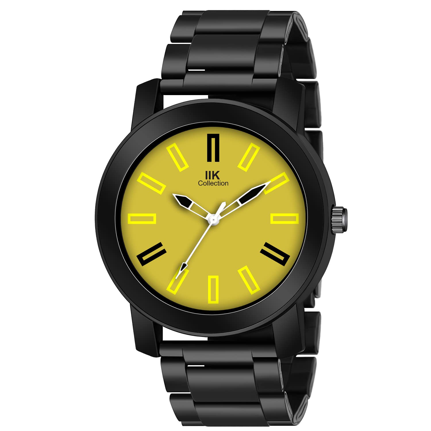 IIK COLLECTION Watches for Men Round Numerical Dial Analogue Men Watch|Long Battery Life|Stainless Steel Bracelet Black Chain with Long Lasting Polish/Adjustable Fixable Silicon Strap|Watches for Boys (B0B3F6FHZ1) Amazon Price History, Amazon Price Tracker