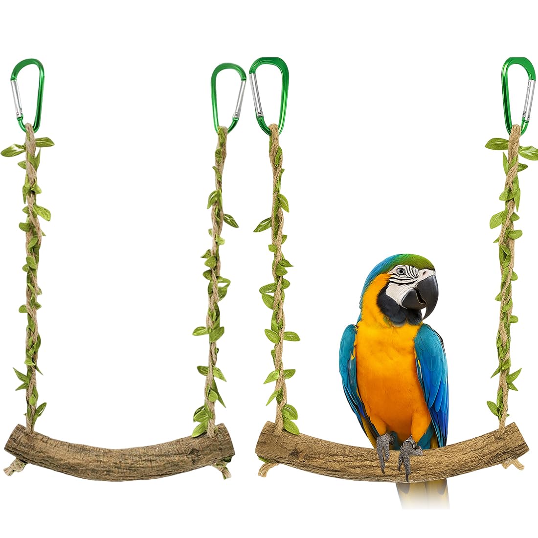 2 Pezzi Altalena per Uccelli Giocattolo di Uccelli in Legno,Giocattolo Altalena per Uccelli,Altalene per Pappagalli,Gabbia dell'Uccello Che Appende i Giocattoli per Uccelli,Pappagalli