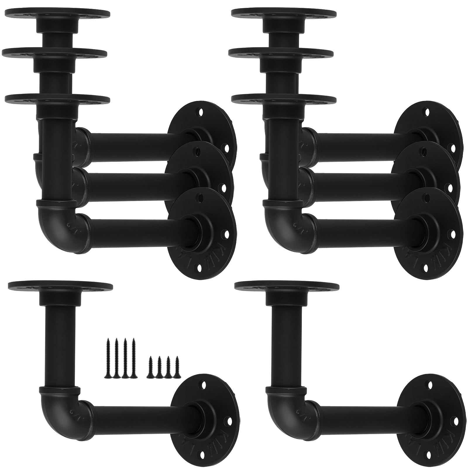 10 staffe industriali per mensole con hardware incluso, staffe in metallo nero per mensole da parete (10 x 15 cm)