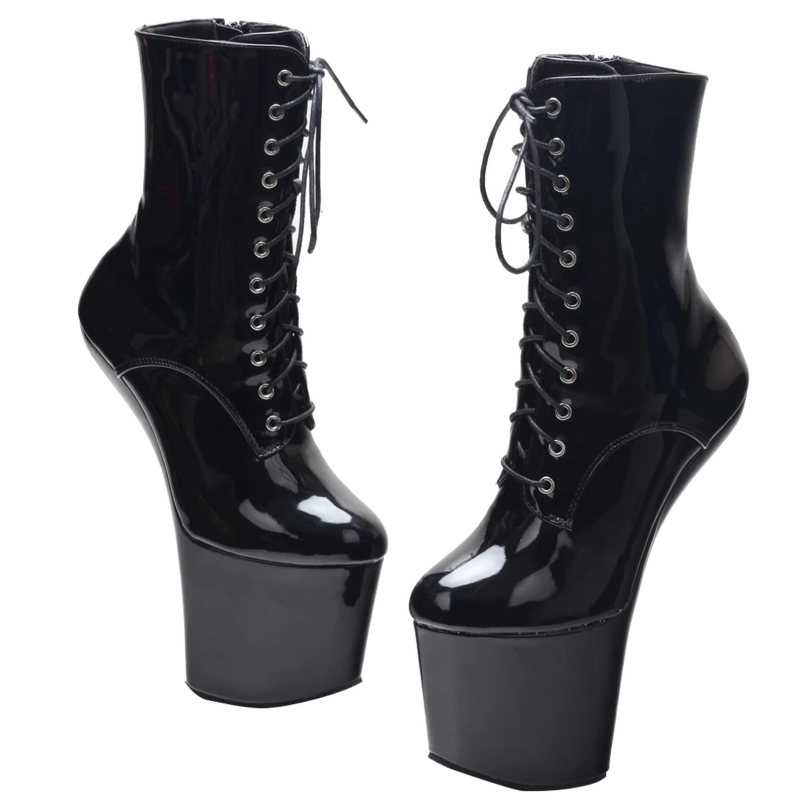 Tikenbst Black Heelless Ballet Heels Heelless Ballet Boots Ballet Toe Shoes Heelless Boots High Heels Sexy Platform Heelless Ballet Super High Ankle Boots,-46