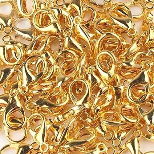 Zapięcie homarowe, zapięcia jubilerskie, 60 sztuk 10/12/14mm metalowe karabińczyk haki złącza końcowe zamknięcie łańcucha do tworzenia biżuterii naszyjnik akcesoria do bransoletki (Color : Gold, Siz