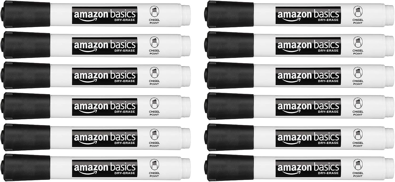 Amazon Basics 12Pack LowOdor Chisel Tip Dry Erase
