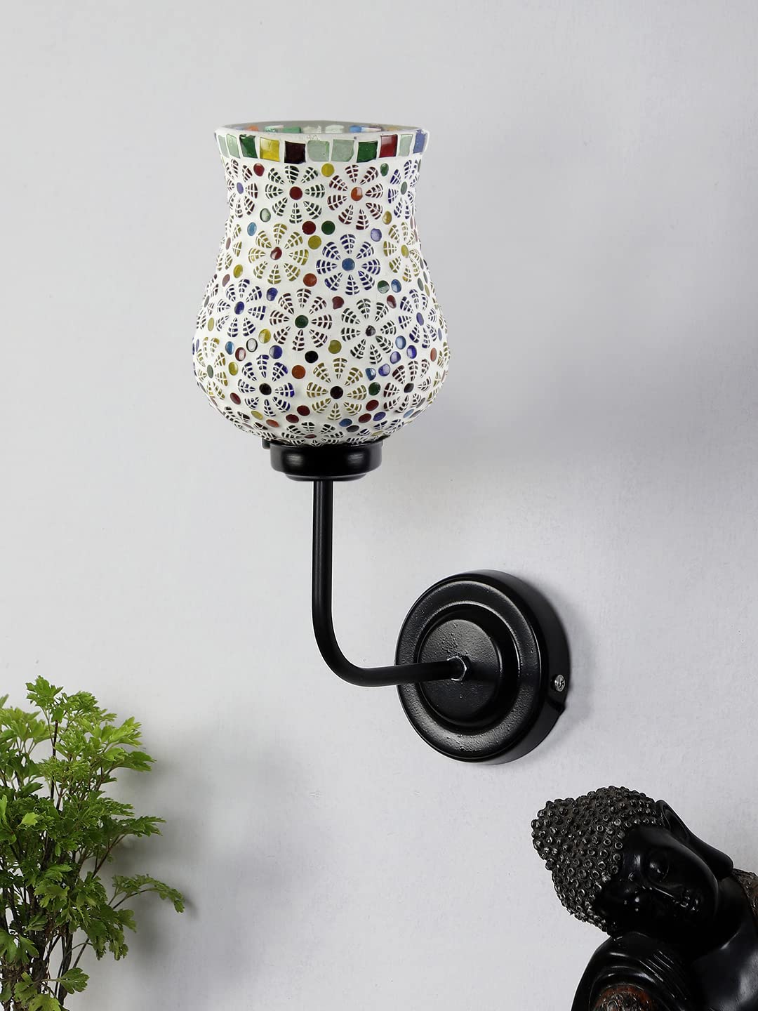 Devansh Iron Wall Lamp, Wall Decor, Wall Hanging Wood Light lamp,Vintage Wall Lamps, Industrial Wall Lights Decorative Home, Living Room, Indoor Outdoor Lighting- Mosaic Glass (Multicolor)-B
