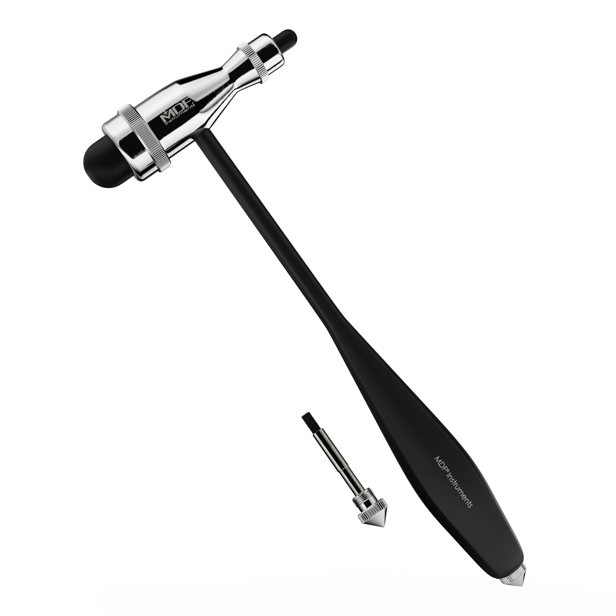 MDF Instruments, Tromner Neurological Reflex Hammer with Built-in Brush for Cutaneous and Superficial Responses - Light - HDP Handle - Durable, Professional-Grade - Black (MDF555P-11)