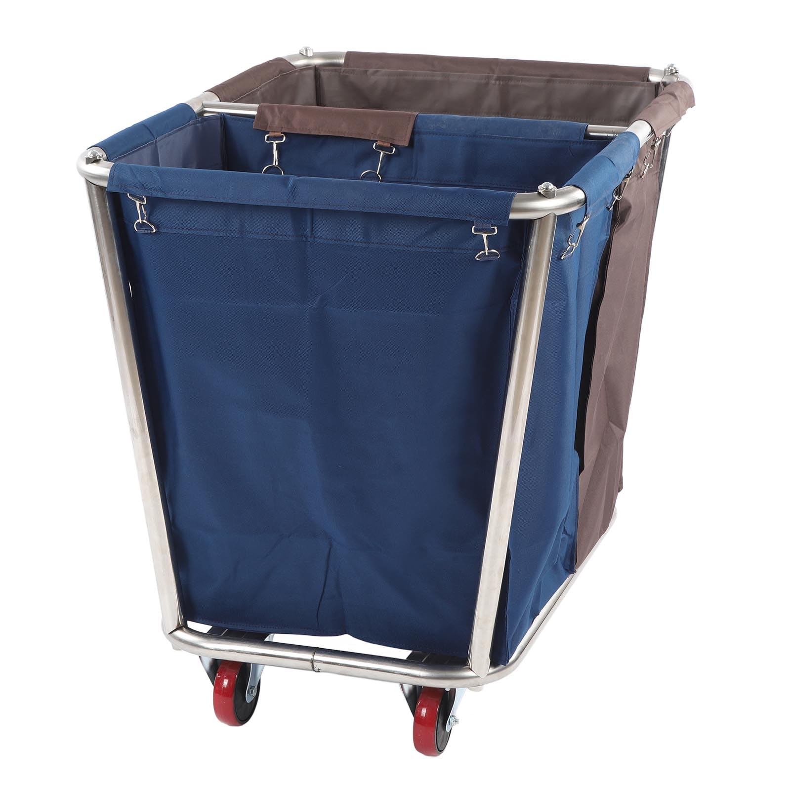 Carrello per Biancheria con 4 Ruote, Acciaio Inossidabile, 2 Sacchi di Stoffa, 350 Litri, Smistamento Secco e Umido, Uso Domestico e Commerciale