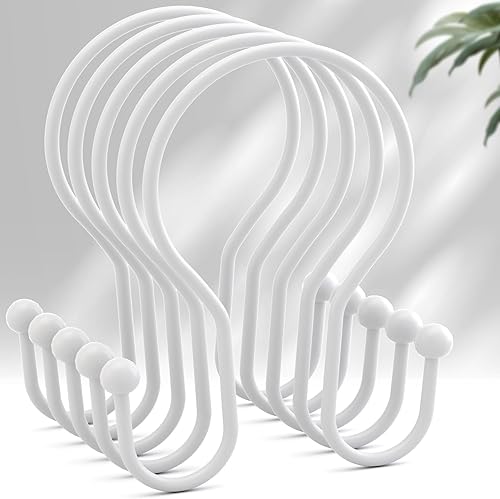 Miniatura 16 de AmazerBath Ganchos cromados para cortina de ducha, anillos de cortina de ducha, ganchos simples de doble cara para cortina de ducha, a prueba de