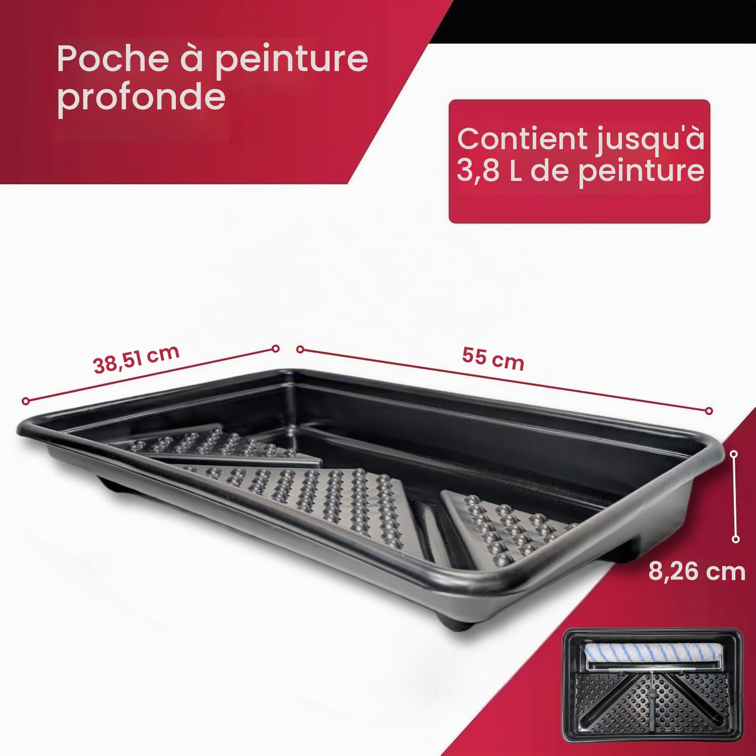 Kit Rouleaux de Peinture de 45cm, Grands Rouleau Peinture, 6 Manchons de Rouleau de Peinture en Microfibre, Bac Peinture, 160cm Perche Peinture Amovible et Cadre Réglable, pour Murs Plafonds