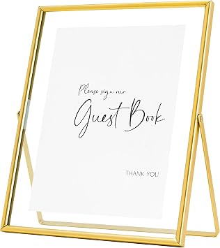 Calculs Guest Book Station Please Sign, Gold 8x10 Floating Picture Frame