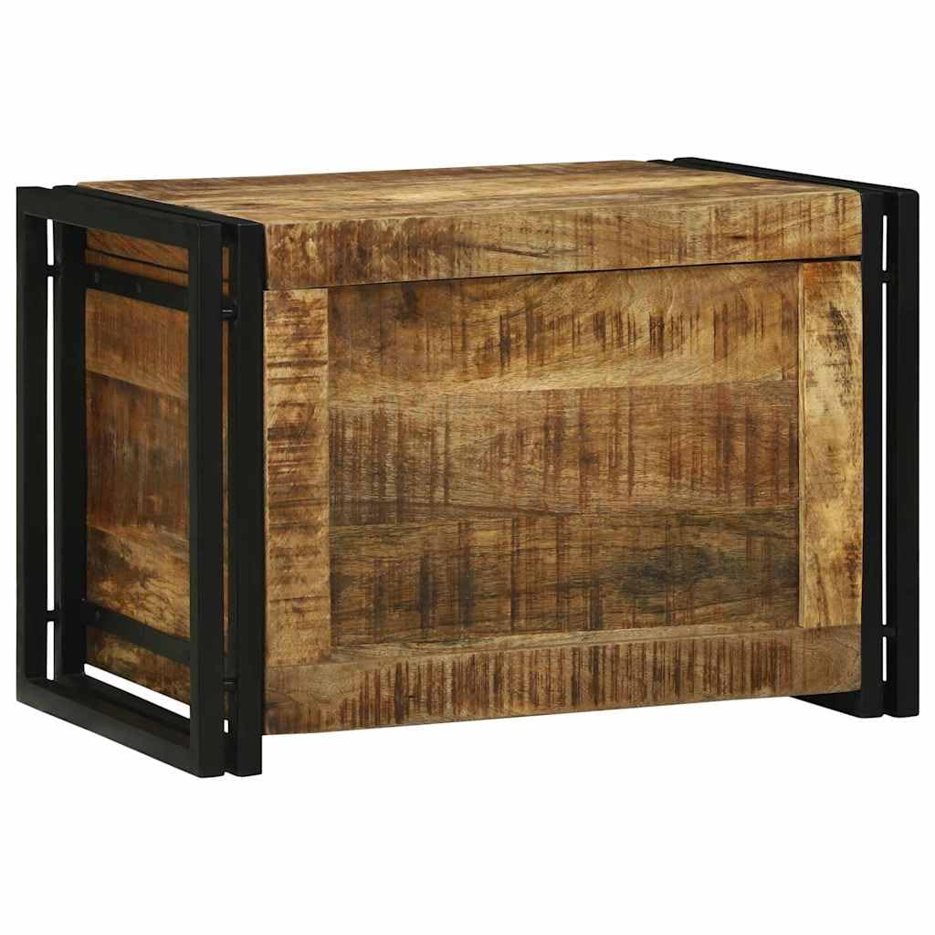 Aufbewahrungsbox Massivholz Mango 60x40x41 cm | Rustikales Design Braun Schwarz, Eisenrahmen, für Wohnzimmer, Decken Magazine