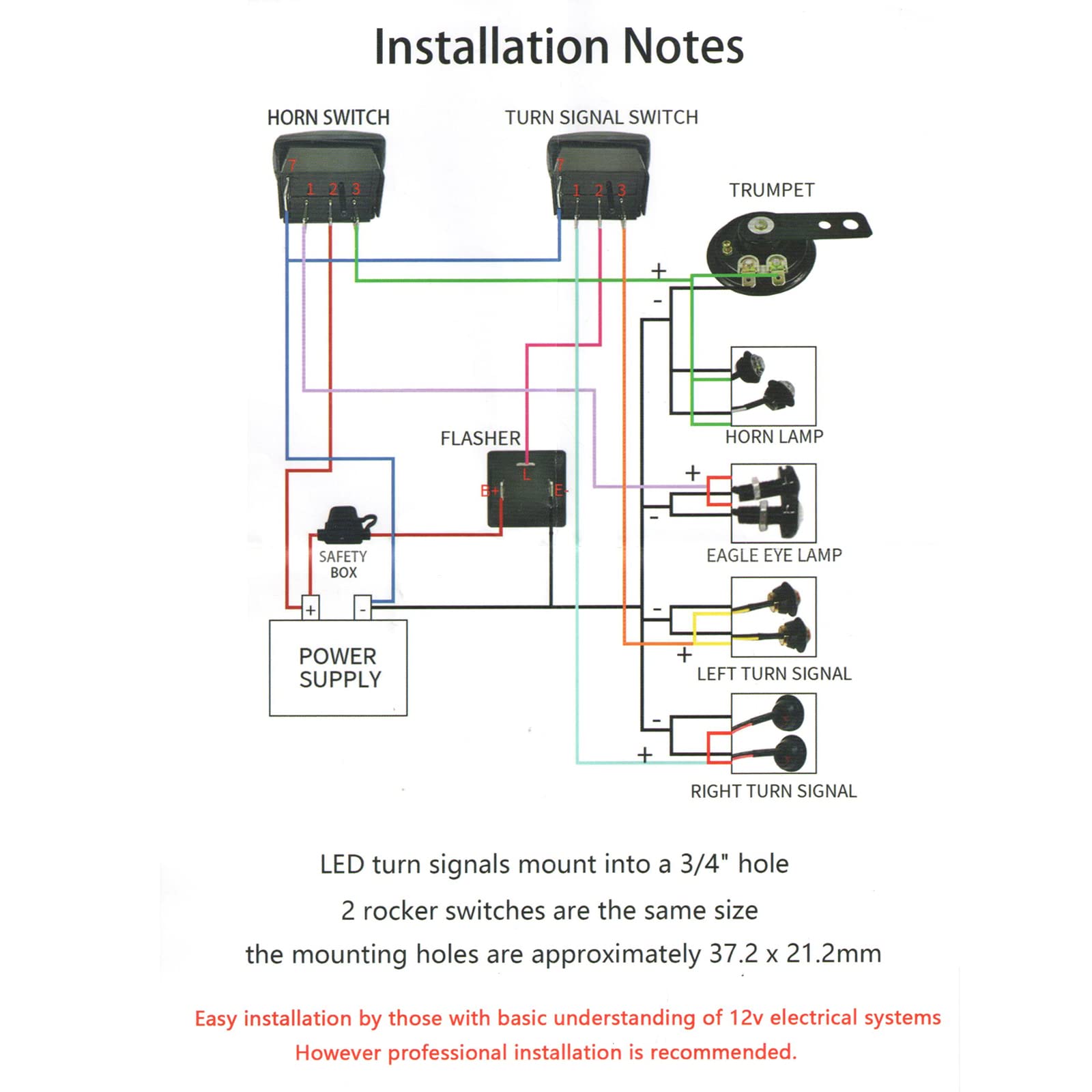 Rocker Switch Universal Turn Signal Street Legal Led Light Kit For UTV ATV SXS - Foto 2