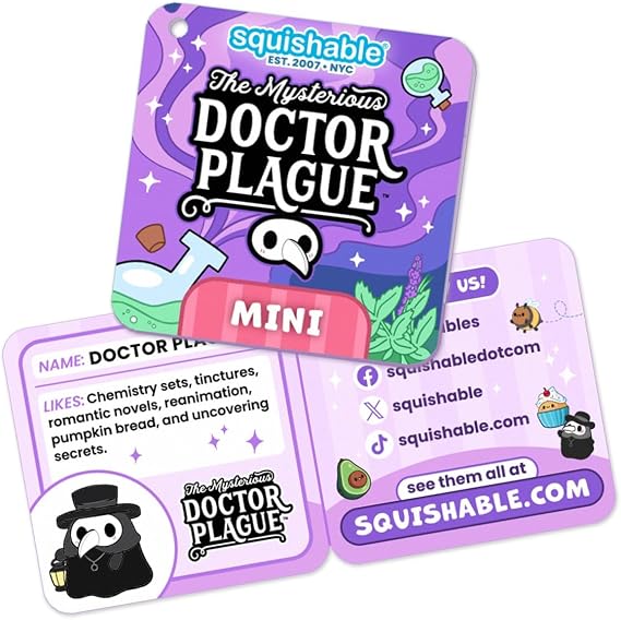 Squishable - Mini Rainy Plague Doctor - The Mysterious Doctor Plague Collection - 10 in - Soft Toy Collectible Stuffed Animal