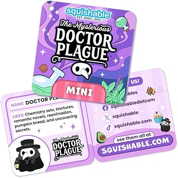 Squishable - Mini Rainy Plague Doctor - The Mysterious Doctor Plague Collection - 10 in - Soft Toy Collectible Stuffed Animal