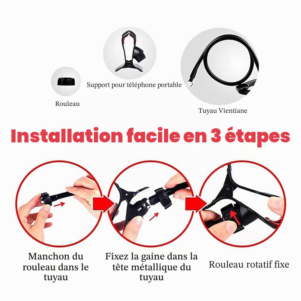 Support Col de Cygne Téléphone, Portable Support Universel Support de Téléphone Pliable Rotation 360° Réglable Stand Smartphone avec Clip,Utilisé dans Les Chambres, Bureaux, Voitures (Noir)