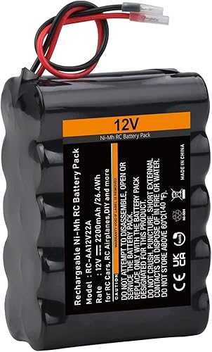 Miniatura 6 de TECTRA Batería RC de 12 V con cables desnudos, batería recargable Ni-MH de alta capacidad de 2200 mAh para modelos RC, bricolaje, equipos médicos,