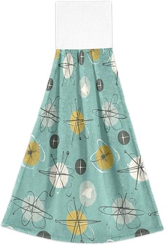 Miniatura 2 de Boccsty Toallas de cocina colgantes con patrón moderno de mediados de siglo, 2 piezas de estilo retro de los años 50, toallas atómicas de baño de