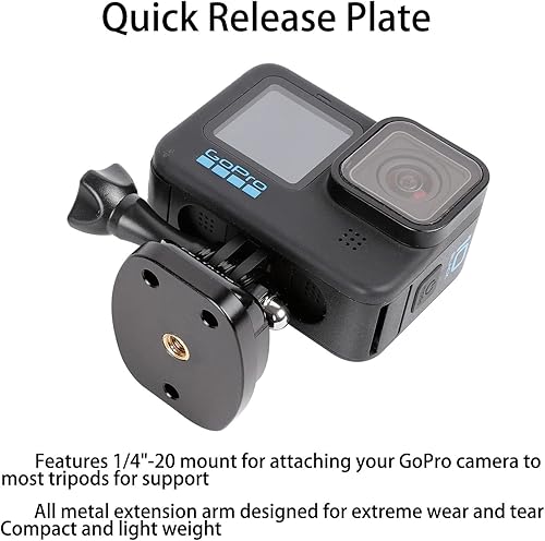 Miniatura 4 de PellKing Soporte adaptador de trípode/monopie de 1/4 compatible con cámara GoPro Hero 13 12 11 10 9 8 7 6 5 Cámara, AKASO, Insta360, DJI Osmo Action