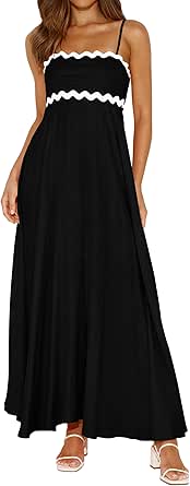 PRETTYGARDEN Womens Spaghetti Strap Maxi Dresses 2026 Summer Casual Sleeveless Smocked Boho A Line Long Flowy Beach Sundress