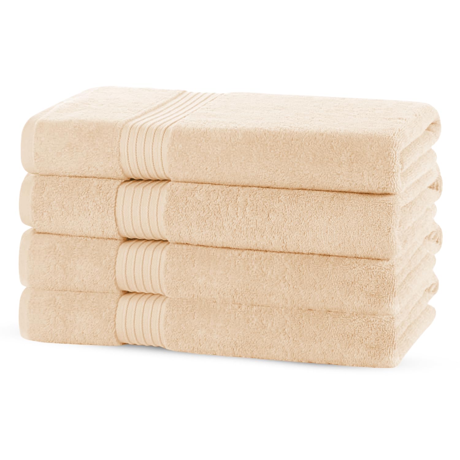 Vozbi Bath Towel Set of 4 | Ring Spun Combed Bath Towels 700-GSM Bathroom Towels 100% Cotton Bathroom Linen | Shower Towel Bathroom Accessory | Large Bath Towels for Adults 70 X 130 cm (Butter Cream)