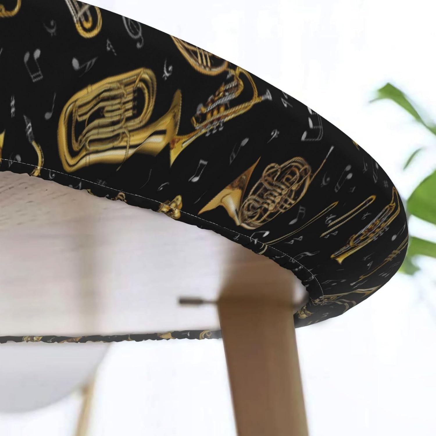Musical Instruments Print Outdoor Patio Kitchen Decor Supplies Wipeable Round Table Cloth for Indoor Outdoor