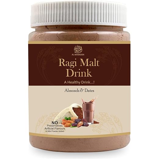 AL MASNOON Ragi Malt Drink/A Healthy Drink With Raagi & Almonds/Delcious & Tasty 250g