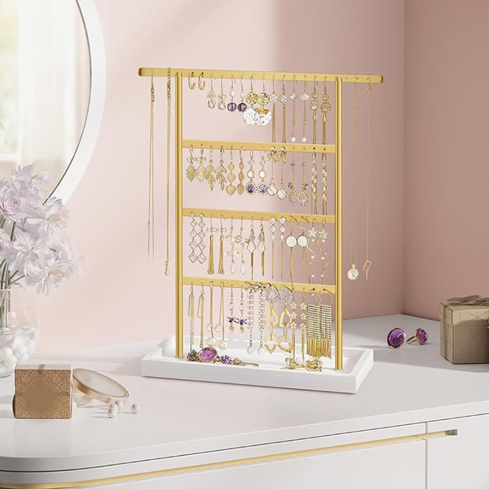 Armadi Jewelry Organizer with Wooden Base Earring Necklace | Display Stand