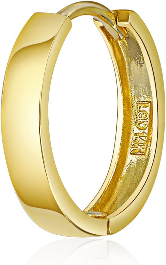 14k REAL Yellow/White Gold 2.5mm Thickness Hoop Huggie Earrings - Image 7