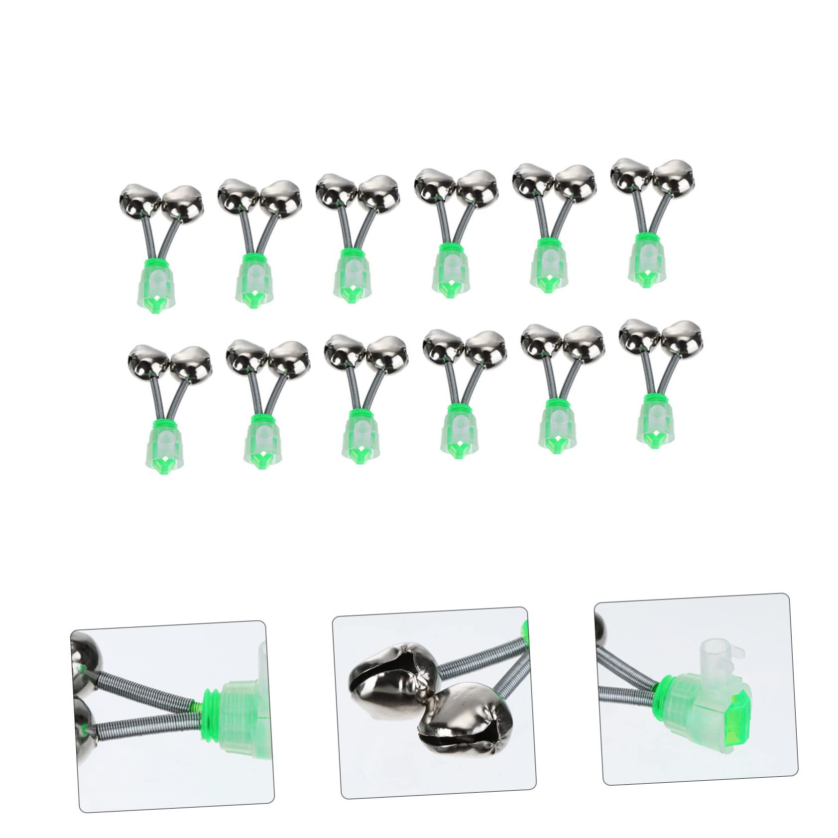 TOGEVAL Fishing Alert Bells 12pcs Plastic Bells Threaded Design No Clamp Needed Perfect Rod