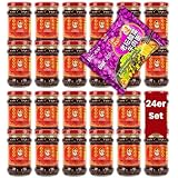 Lao Gan Ma Crispy Chili Oil 6er Set von ELBKAISER (24x210g) - Chilli Öl, Knusprige Chilis in Öl - Laoganma Crispy Chilli in Oil, Crispy-Chili-Öl, Chili Crisp in Chiliöl + Unif Instantnudeln