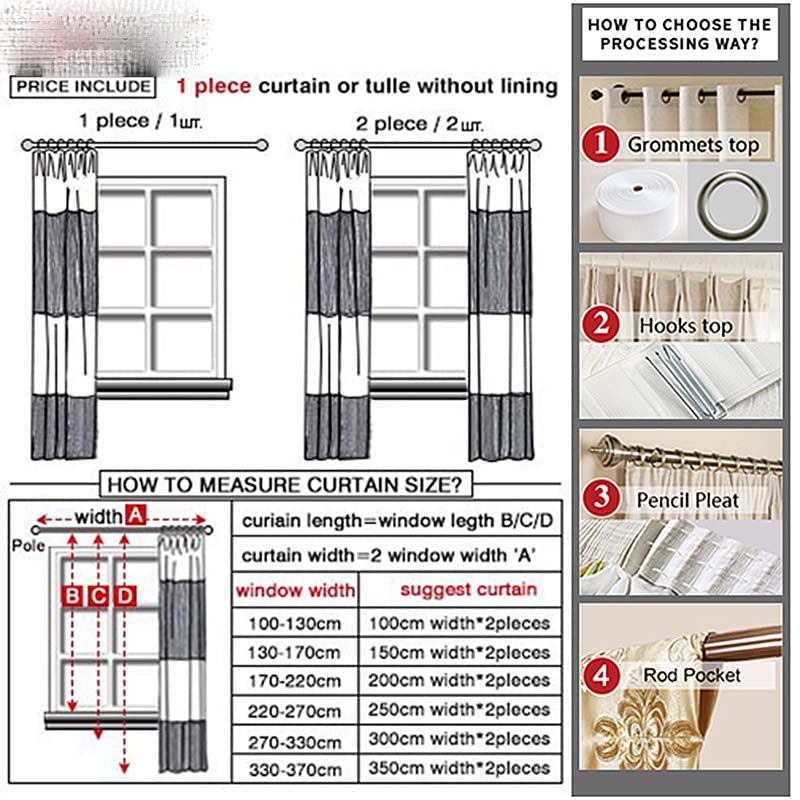 Hall Veiling Sheer Rideaux en tulle à carreaux pour salle à manger, décoration de la maison, tissu de couleur personnalisée, 100 x 180 cm, 1 pièce, pour grommets (anneaux)