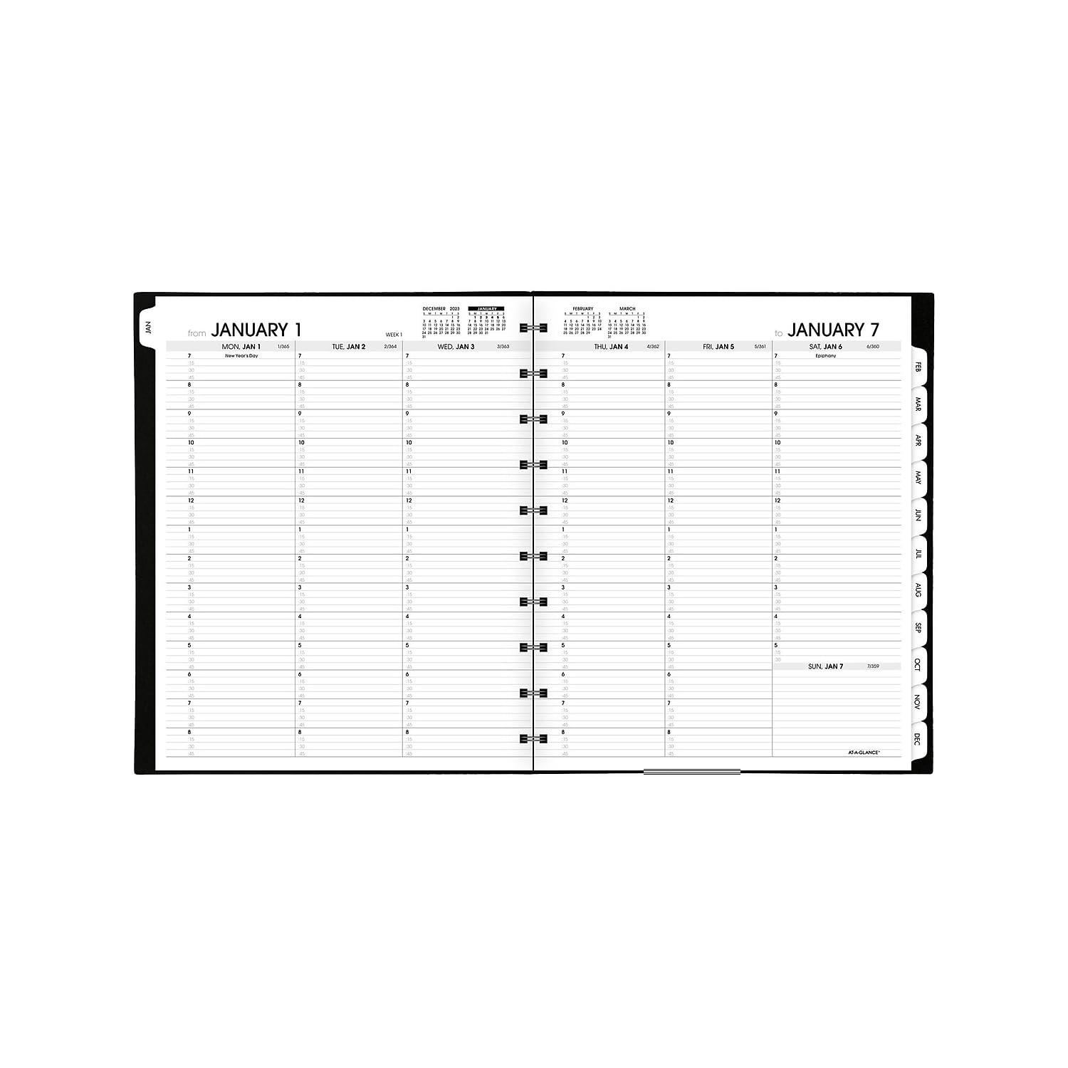 2024 AT-A-GLANCE® Move-A-Page Wochen-/Monatsplaner 2024 70950E05, 21,6 x 27,9 cm, Schwarz, Januar bis Dezember 2024