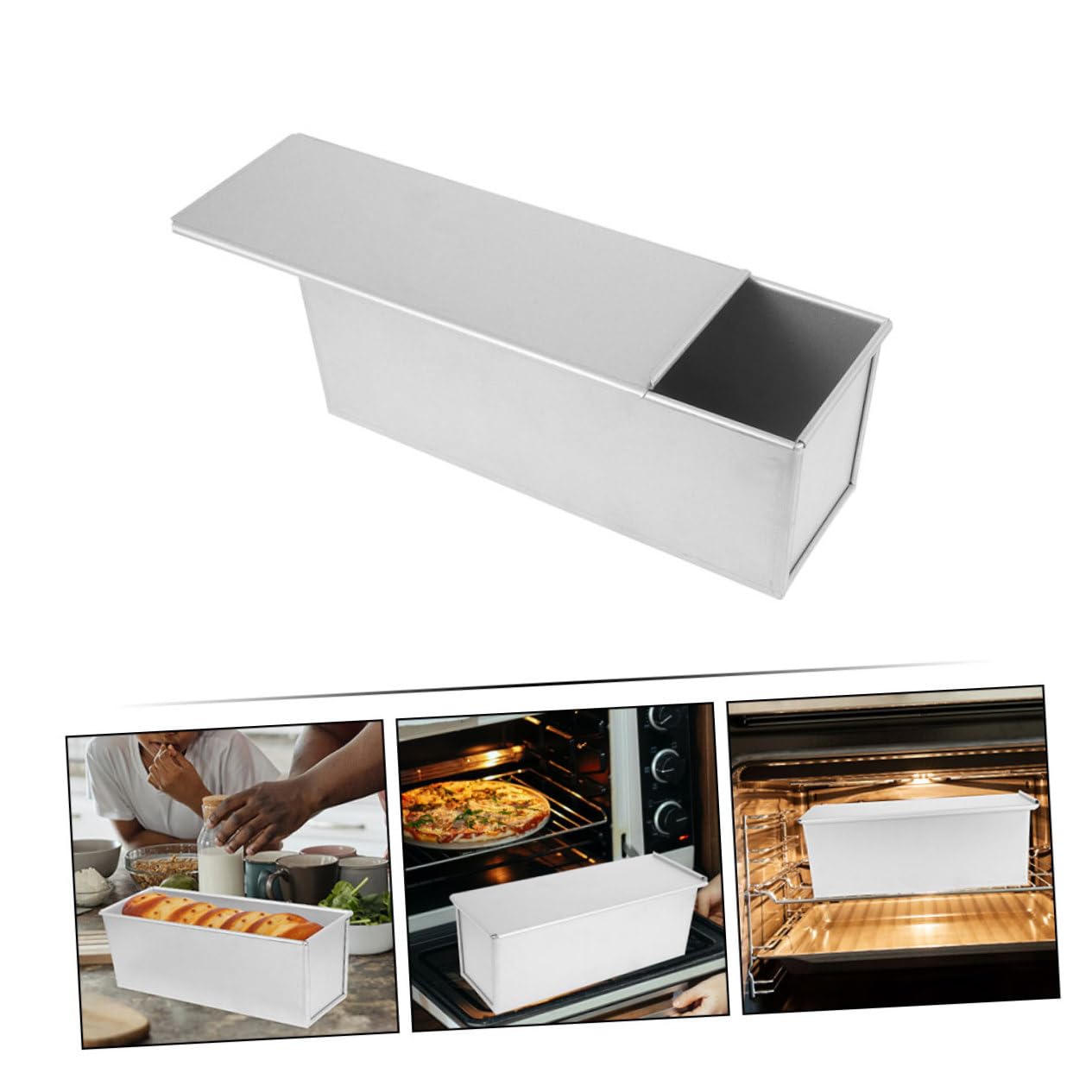 Toastbrotform mit Deckel aus Aluminiumlegierung, Silber, Große Kapazität