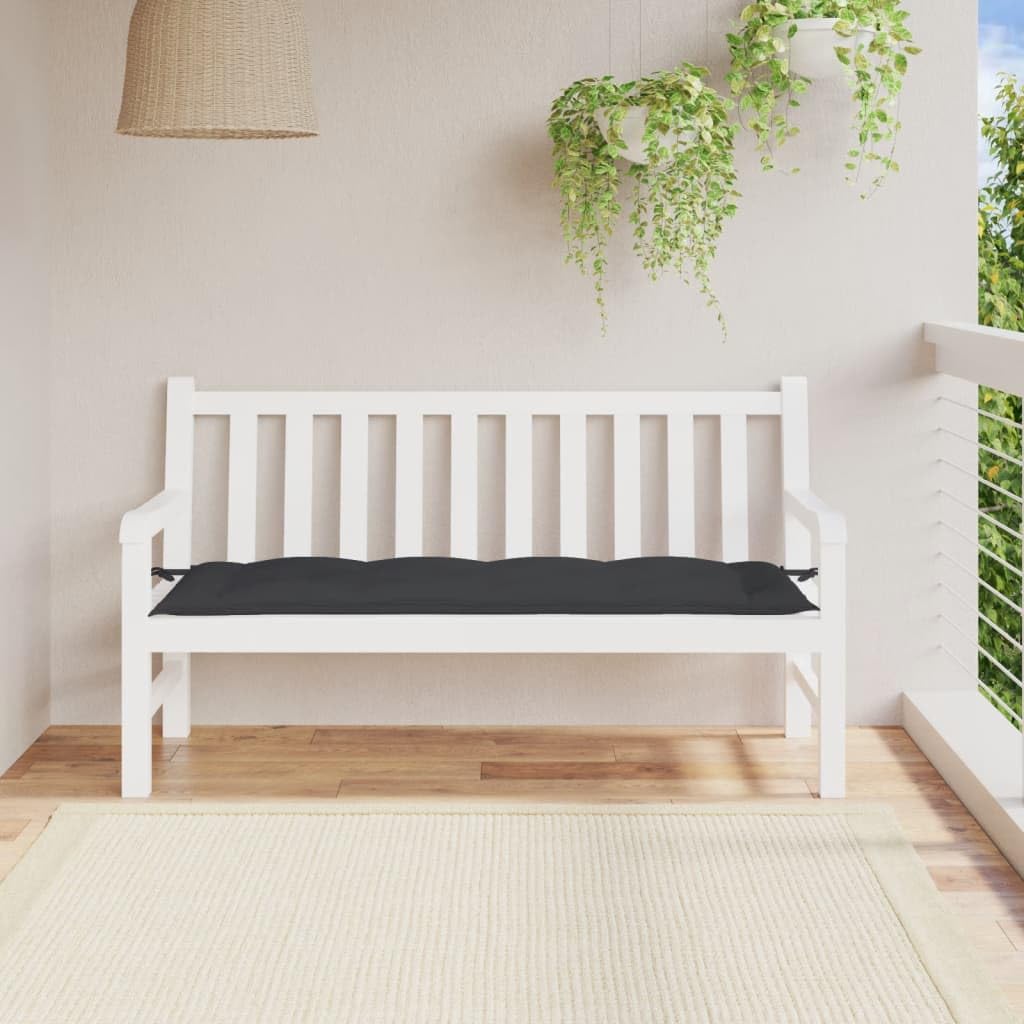 Coussin de banc de jardin antidérapant confortable noir 150 cm
