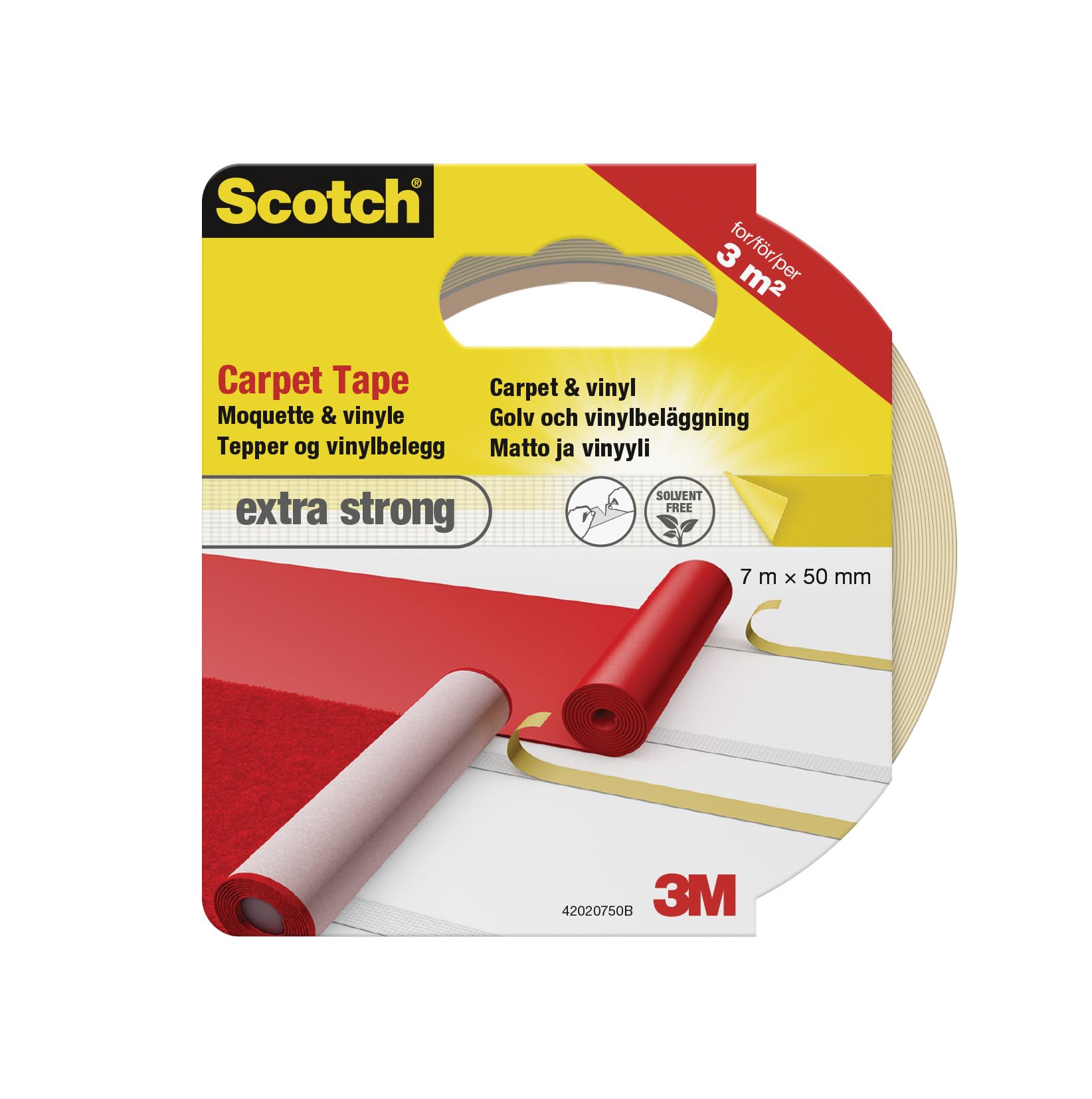 Scotchblue White Scotch 42020750 Carpet Adhesive Tape, 50 Mm X 7 M,