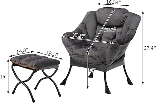 Miniatura 185 de HollyHOME - Silla perezosa grande de tela para sala de estar, silla de lectura, acogedora silla de descanso con reposabrazos, sofá de ocio, color