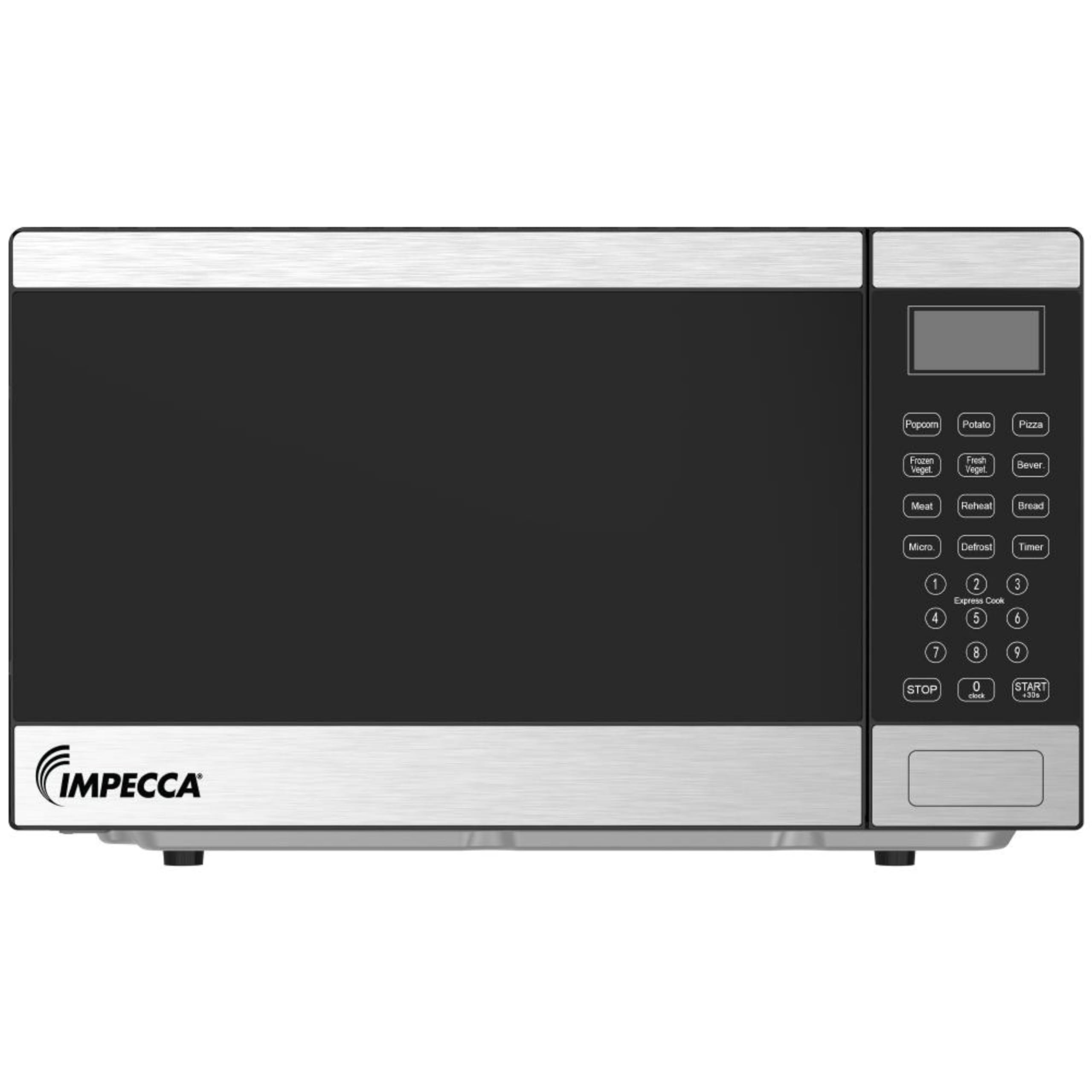 IMPECCA Countertop Microwave Oven 10 Auto Menus Defrost Timer LED 0 9 Cu 900W 11 25 Turntable Child