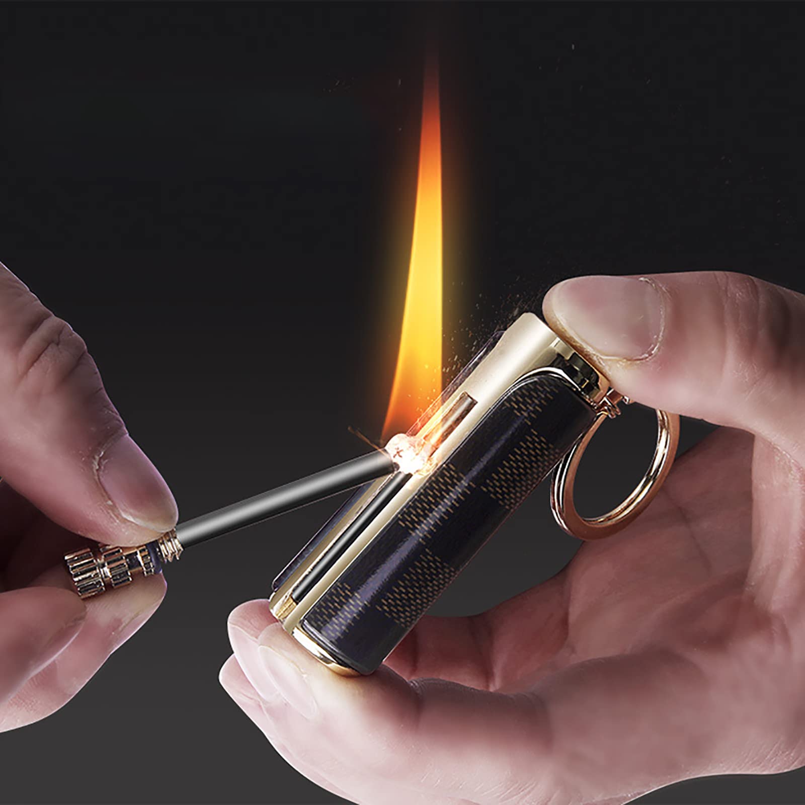 Desconocido Encendedor de Fuego de al Aire Libre, Pedernal, Encendedor de Pedernal, de Metal, con Llavero, para Camping, Senderismo,03,2.5 * 0.75 * 0.63 Inches