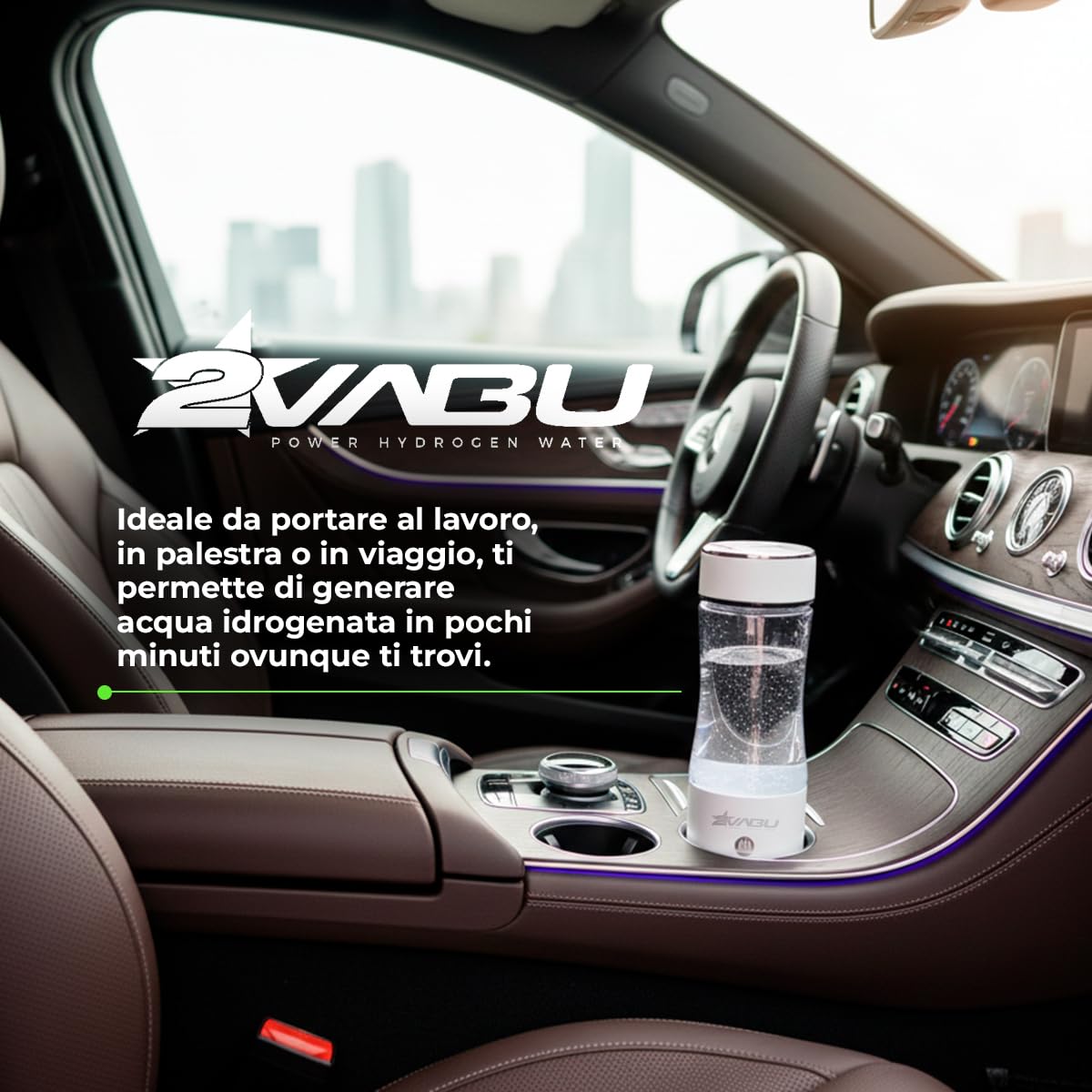 Molecular Curve – Borraccia Acqua Idrogenata Ricaricabile – 1300 PPB Idrogeno Molecolare – Ionizzatore Acqua con Tecnologia SPE e PEM – 450 ml