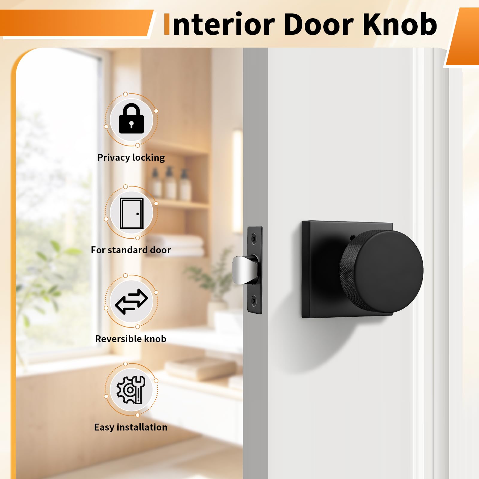 Probrico Black Door Knobs - 3 Pack Privacy Knobs -2 Probrico Black Door Knobs - 3 Pack Privacy Knobs -2