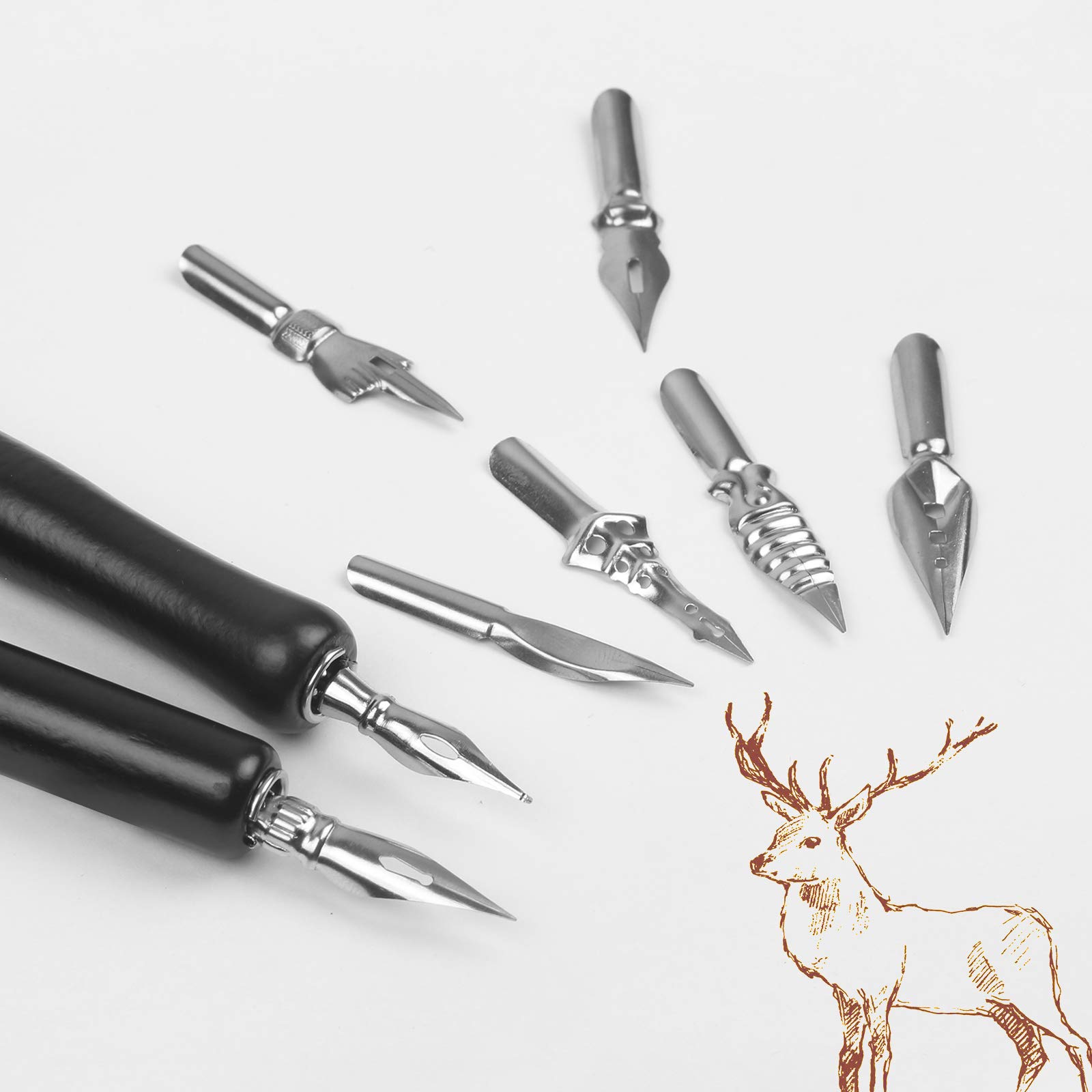 BELIOF Nib Drawing Tools Comic Dip Pen Set Manga Pen Cartoon Comic Pen with 2 Black Pen Holders