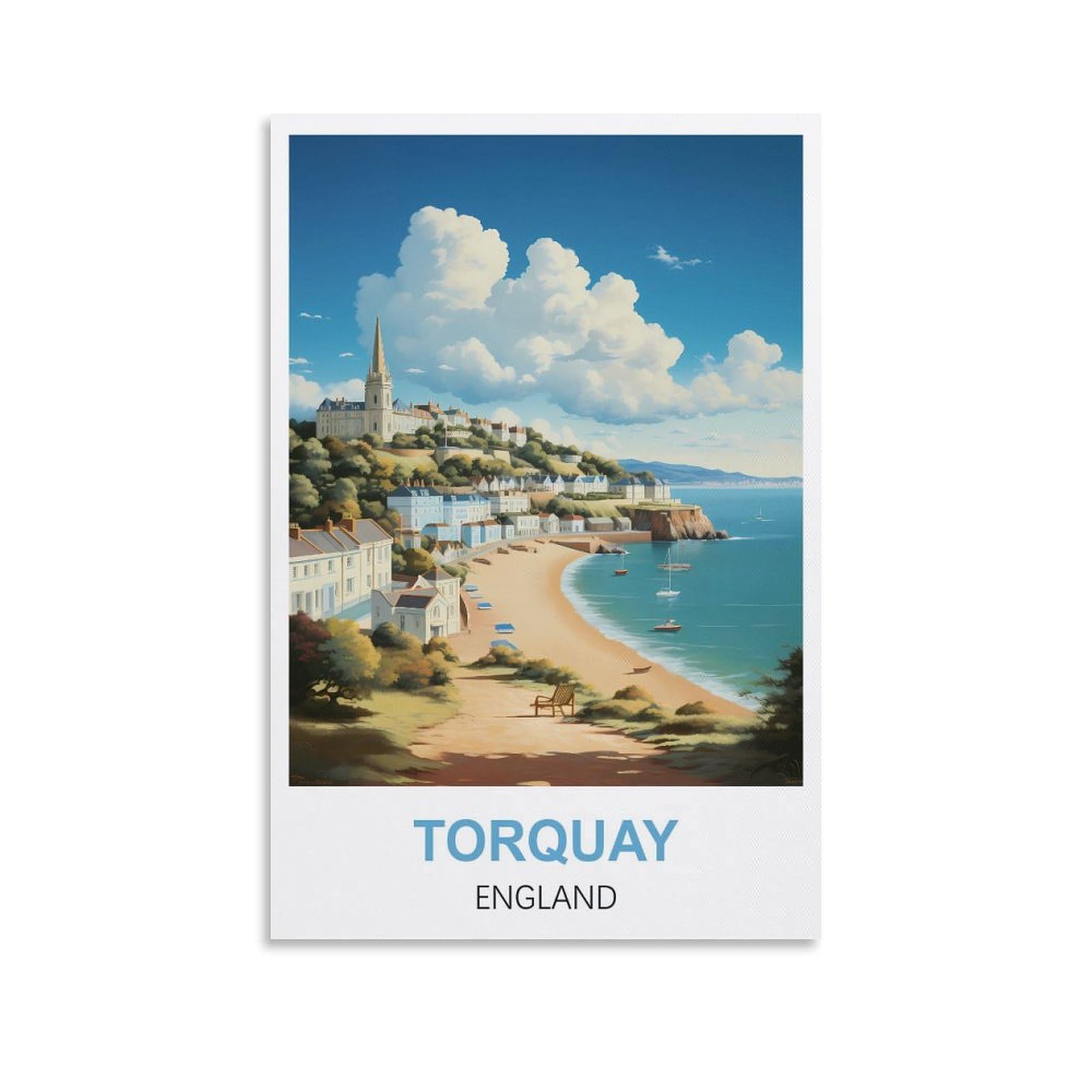 CYYHGEE Torquay England Beach Vintage Travel Posters 08x12inch(20x30cm) Canvas Poster Wall Art Living Room Home Decor