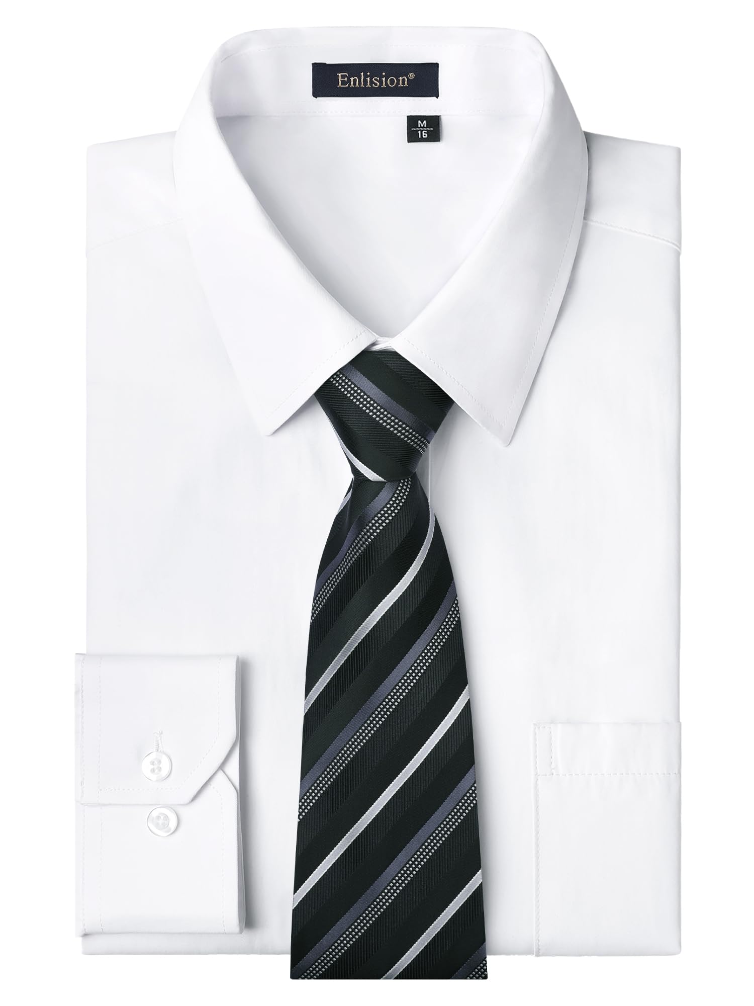 Enlision Mens Dress Shirts Long Sleeve Button Down Shirt for Men Regular Fit Business Casual Shirt and Tie
